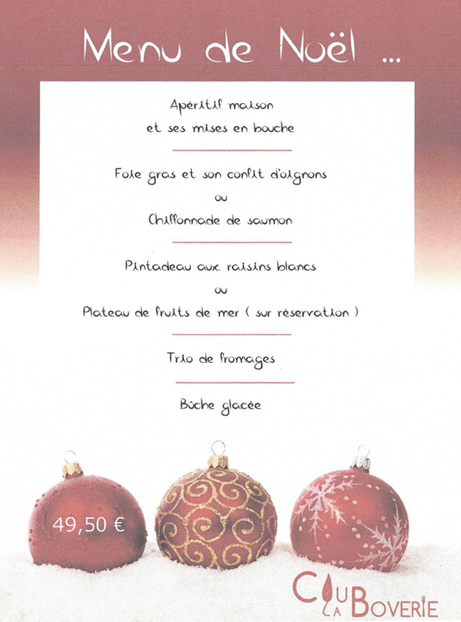 Menus Noël et Nouvel An 2016